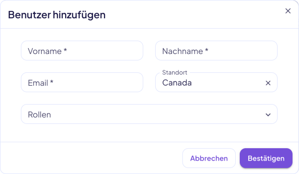Erstellen eines neuen Benutzers